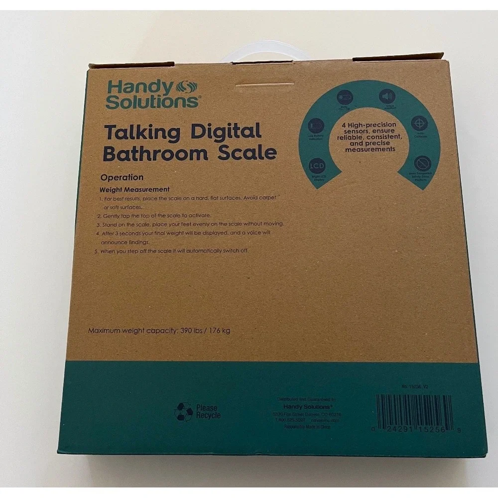 Handy‎ Solutions Talking Digital Bathroom Scale Black 390lb Capacity 15256 V2